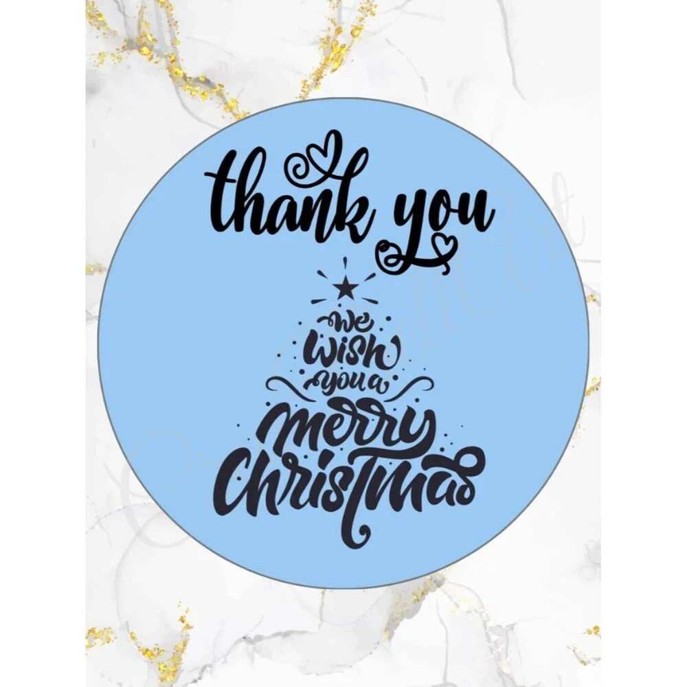 100 Christmas Thank You Stickers –Merry Christmas Tree Design